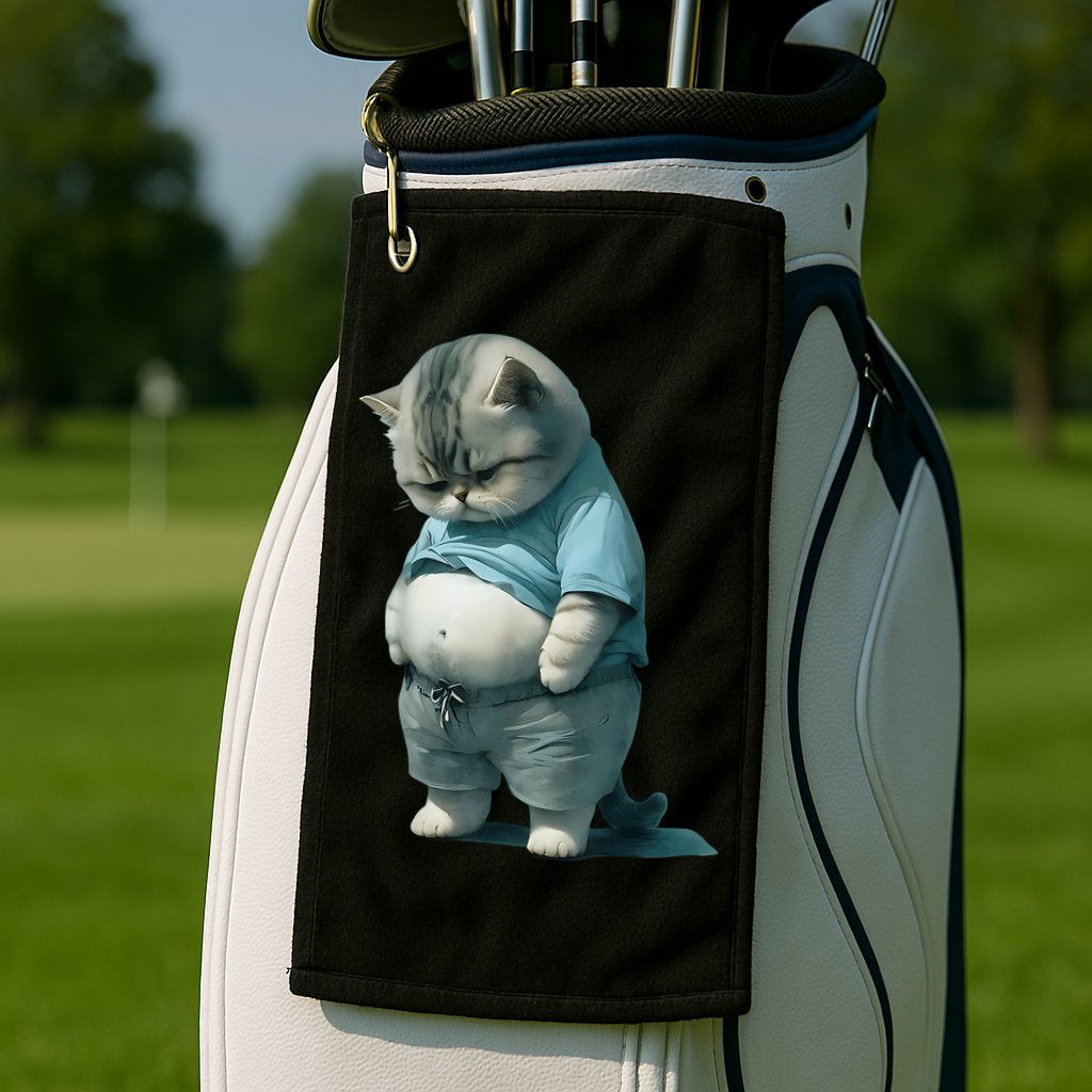 Funny Fat Cat Art Design Fat Kitten Cat Lover Golf Towel