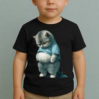 Funny Fat Cat Art Design Fat Kitten Cat Lover Toddler T-Shirt