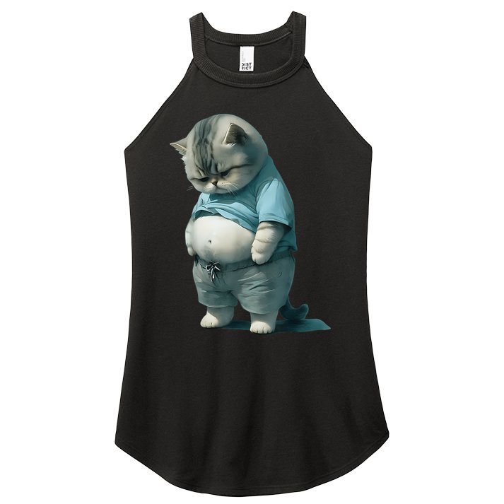 Funny Fat Cat Art Design Fat Kitten Cat Lover Women's Perfect Tri Rocker Tank