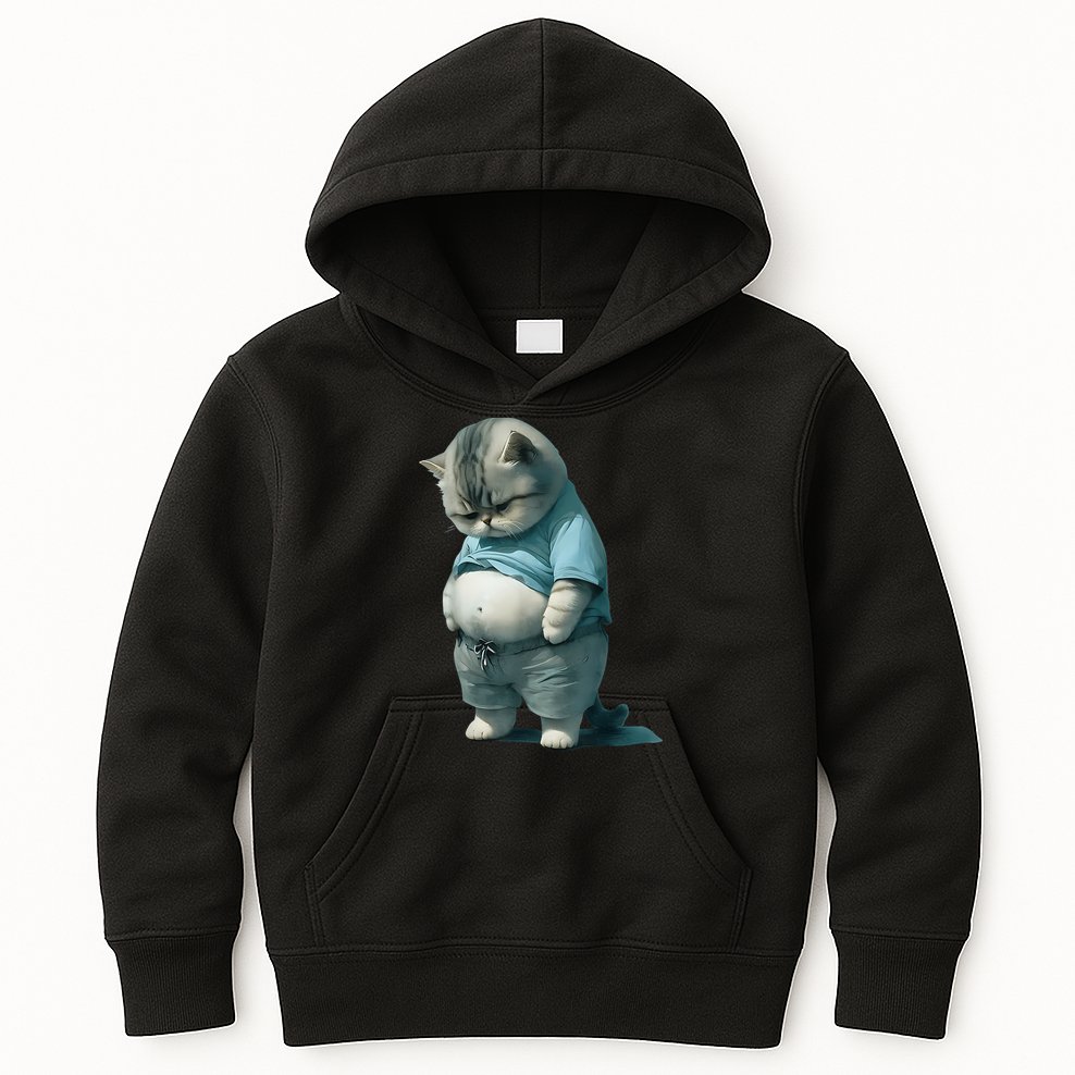 Funny Fat Cat Art Design Fat Kitten Cat Lover Kids Hoodie