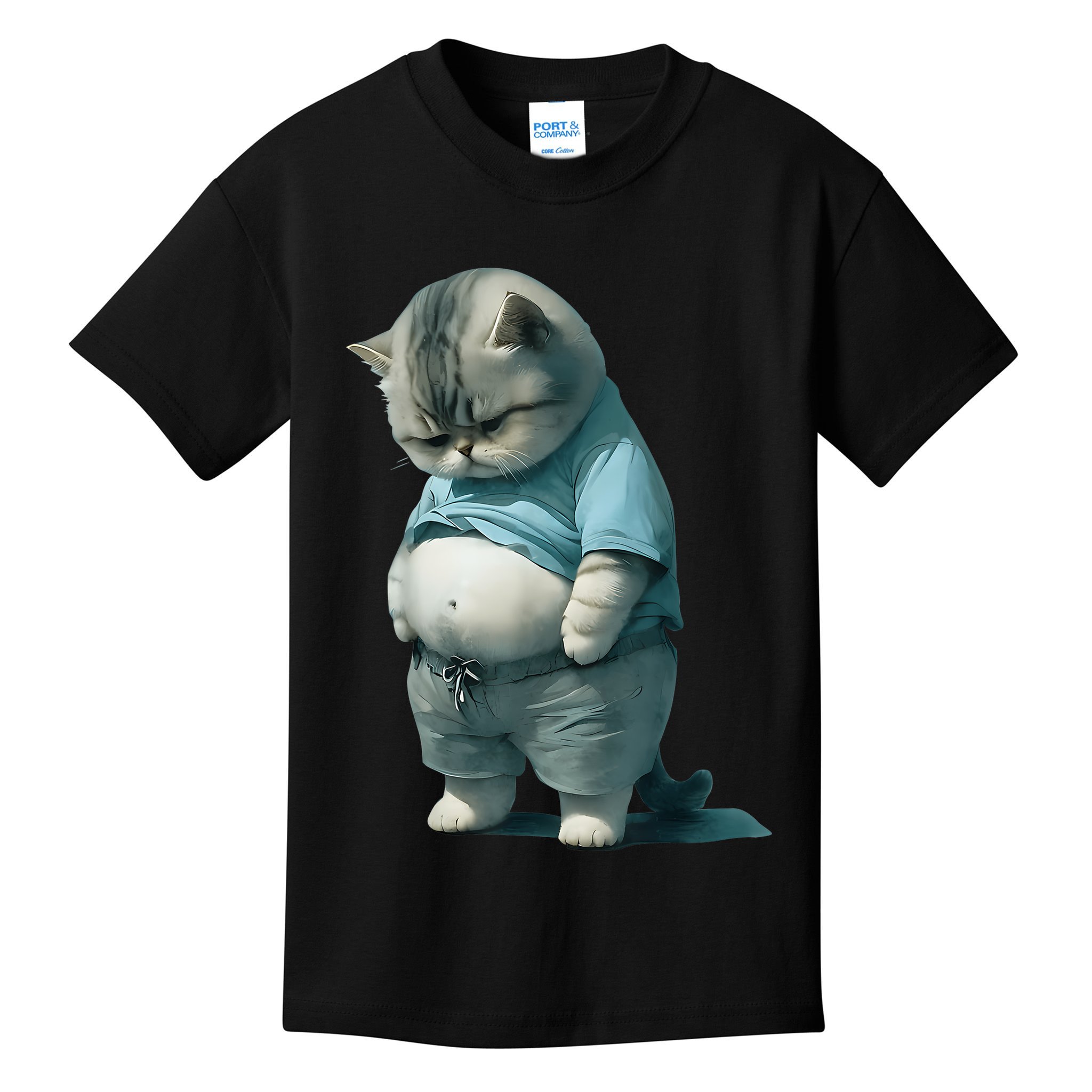 Funny Fat Cat Art Design Fat Kitten Cat Lover Kids T-Shirt