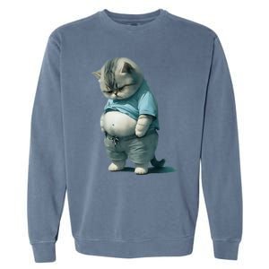 Funny Fat Cat Art Design Fat Kitten Cat Lover Garment-Dyed Sweatshirt