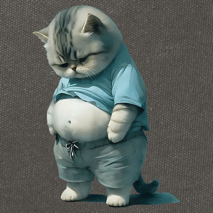 Funny Fat Cat Art Design Fat Kitten Cat Lover Cotton Canvas Backpack