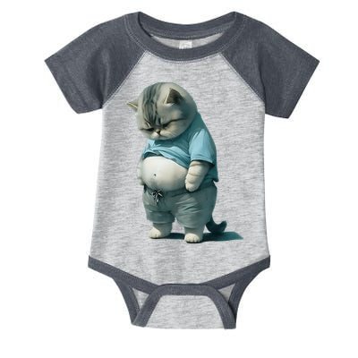 Funny Fat Cat Art Design Fat Kitten Cat Lover Infant Baby Jersey Bodysuit
