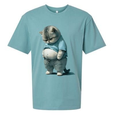 Funny Fat Cat Art Design Fat Kitten Cat Lover Sueded Cloud Jersey T-Shirt