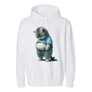 Funny Fat Cat Art Design Fat Kitten Cat Lover Garment-Dyed Fleece Hoodie