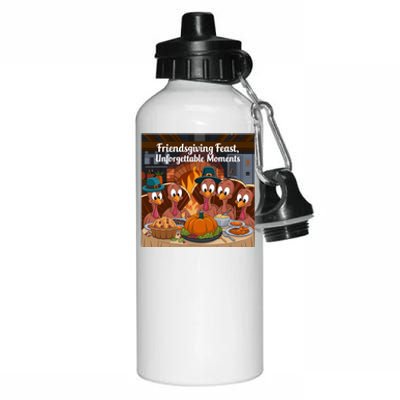 Friendsgiving Feast Cozy Thanksgiving Happy Turkeys Grateful Turkeys Thanksgivin Aluminum Water Bottle