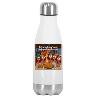 Friendsgiving Feast Cozy Thanksgiving Happy Turkeys Grateful Turkeys Thanksgivin Stainless Steel Insulated Water Bottle