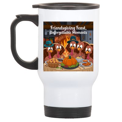 Friendsgiving Feast Cozy Thanksgiving Happy Turkeys Grateful Turkeys Thanksgivin Stainless Steel Travel Mug