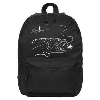 Fly Fishinger Catches Big Trout For Mountain Lover 16 in Basic Backpack
