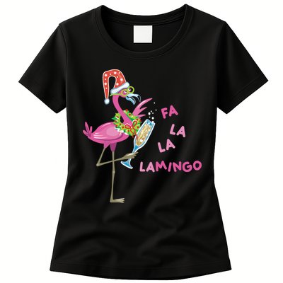 Falala Flamingo Christmas Holiday Festive Womens T-Shirt