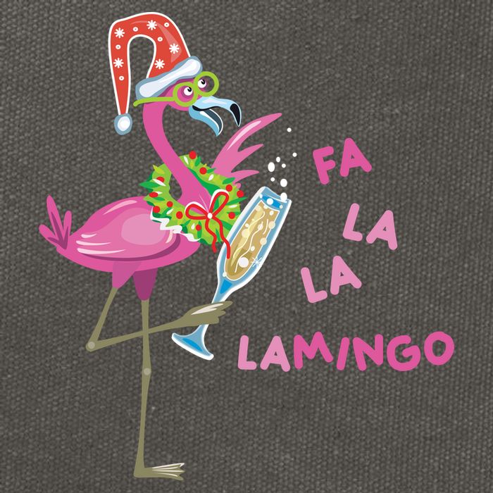 Falala Flamingo Christmas Holiday Festive Cotton Canvas Backpack
