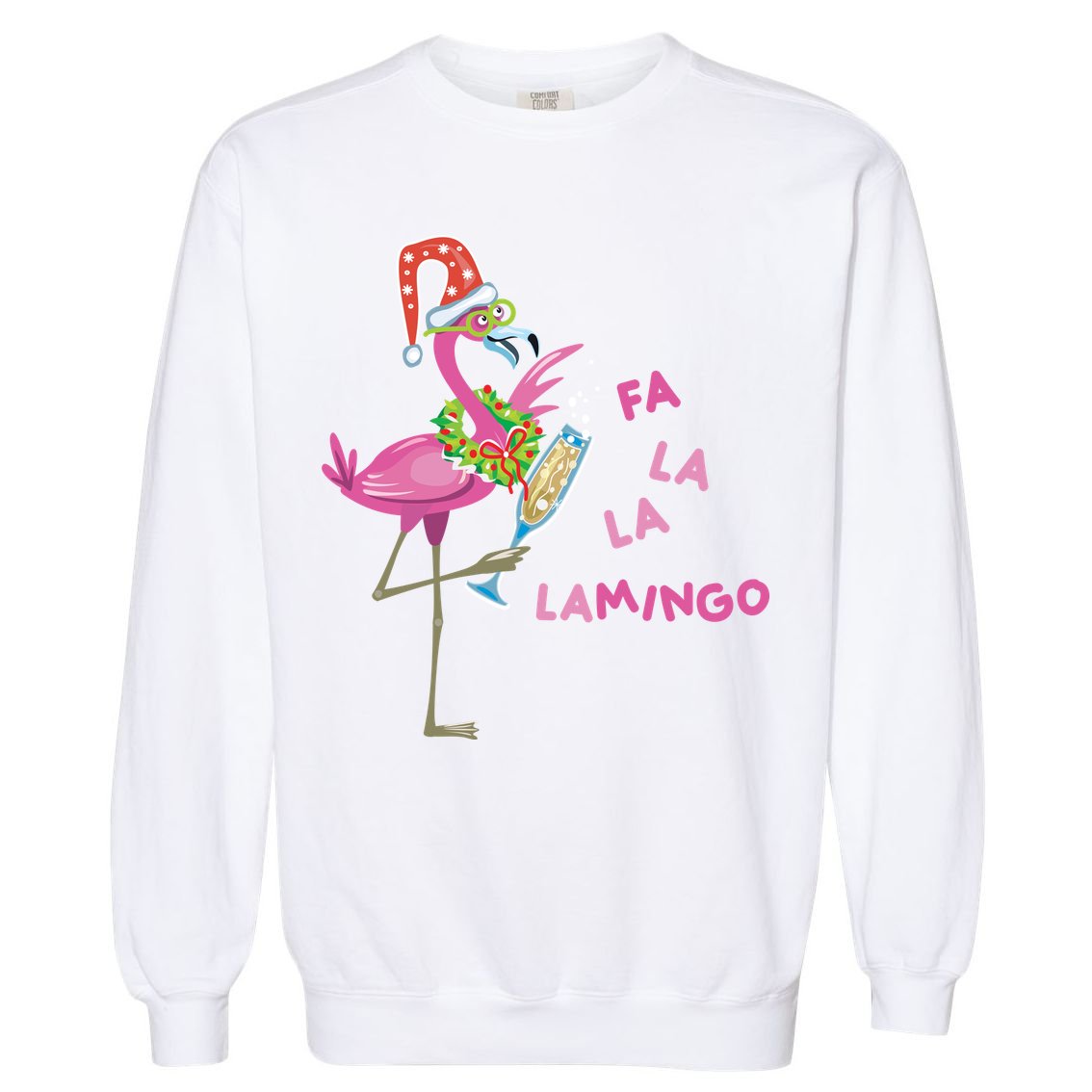 Falala Flamingo Christmas Holiday Festive Garment-Dyed Sweatshirt