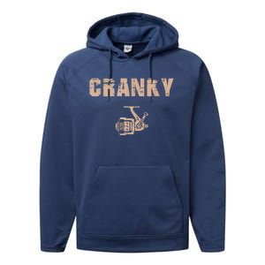 Funny Fishing  Cranky Fishing Reel Performance Fleece Hoodie