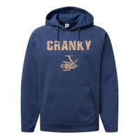 Funny Fishing  Cranky Fishing Reel Performance Fleece Hoodie