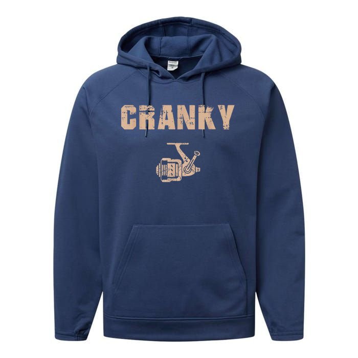 Funny Fishing  Cranky Fishing Reel Performance Fleece Hoodie