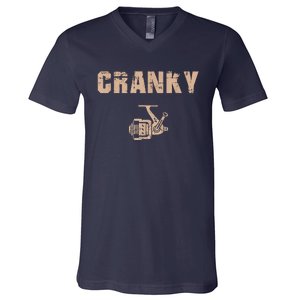 Funny Fishing  Cranky Fishing Reel V-Neck T-Shirt