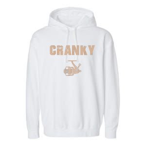 Funny Fishing  Cranky Fishing Reel Garment-Dyed Fleece Hoodie