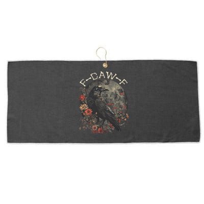 Funny F Caw F Raven Bird Saying Graphic Large Microfiber Waffle Golf Towel