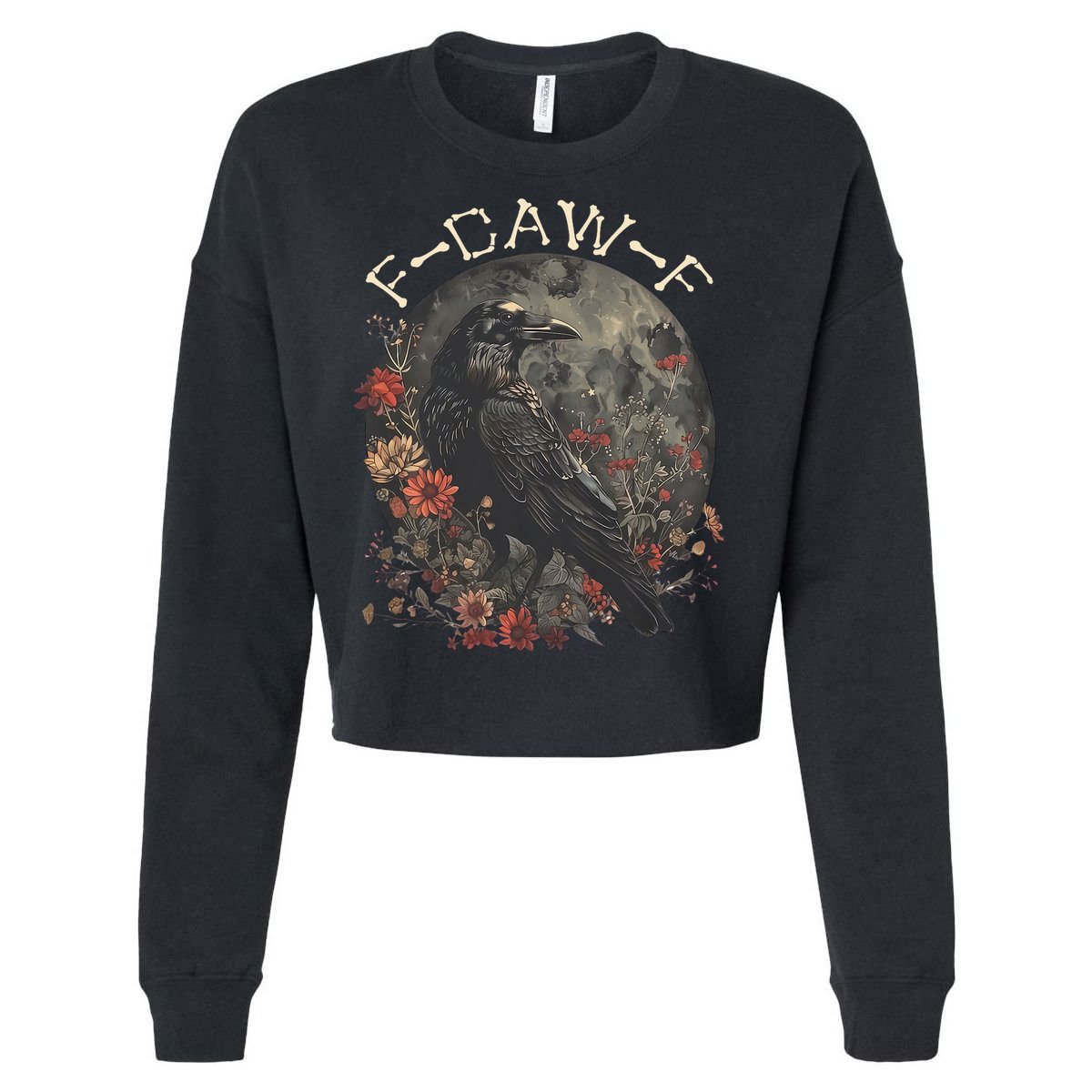 Funny F Caw F Raven Bird Saying Graphic Cropped Pullover Crew