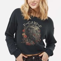 Funny F Caw F Raven Bird Saying Graphic Cropped Pullover Crew