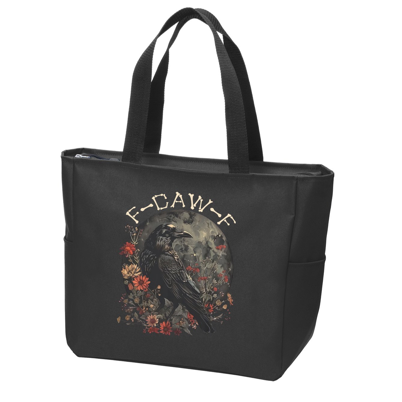 Funny F Caw F Raven Bird Saying Graphic Zip Tote Bag