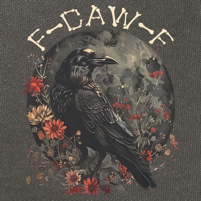 Funny F Caw F Raven Bird Saying Graphic Cotton Canvas Backpack