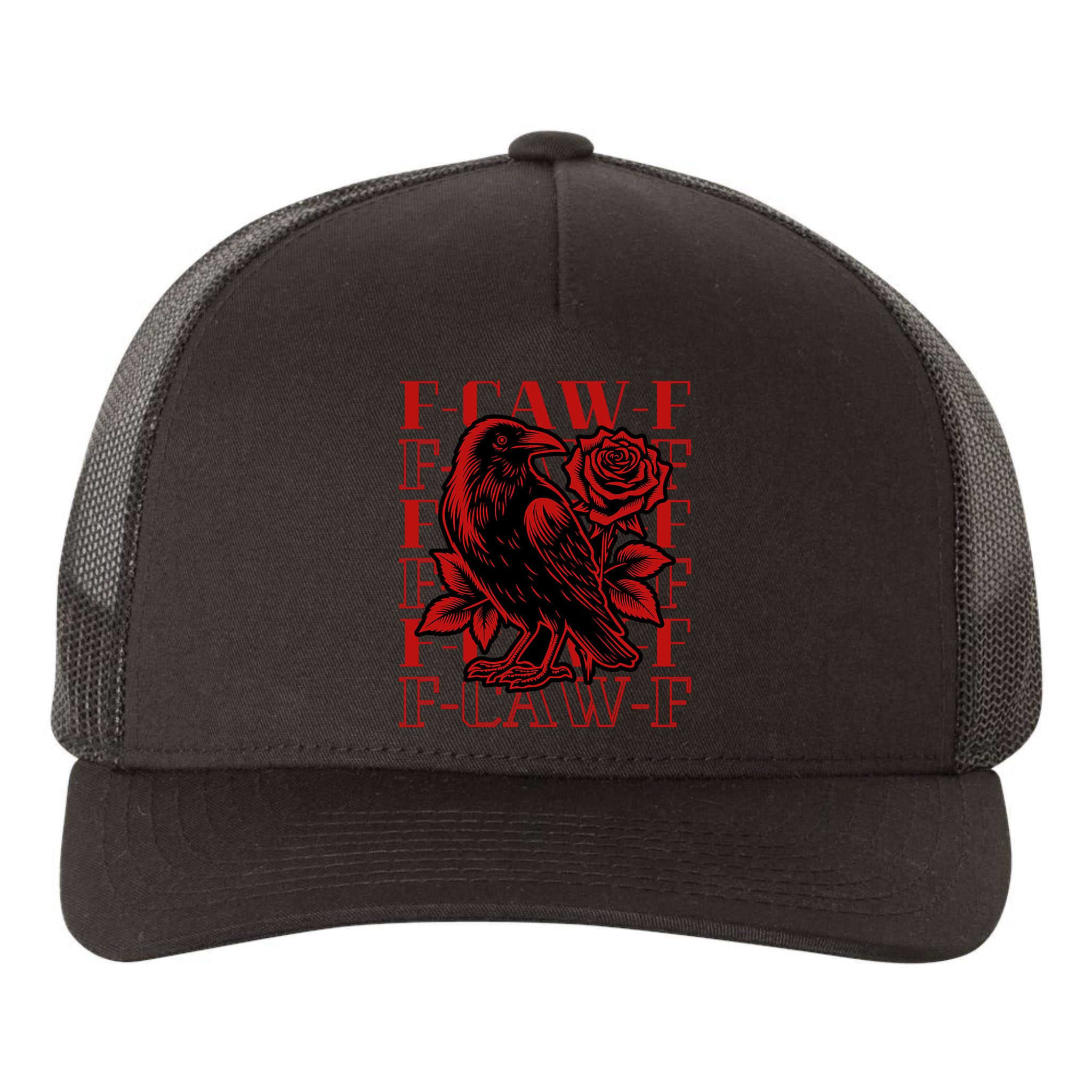 Funny F-Caw-F Crow Black Crow, F-Caw-F Black Bird Yupoong Adult 5-Panel Trucker Hat