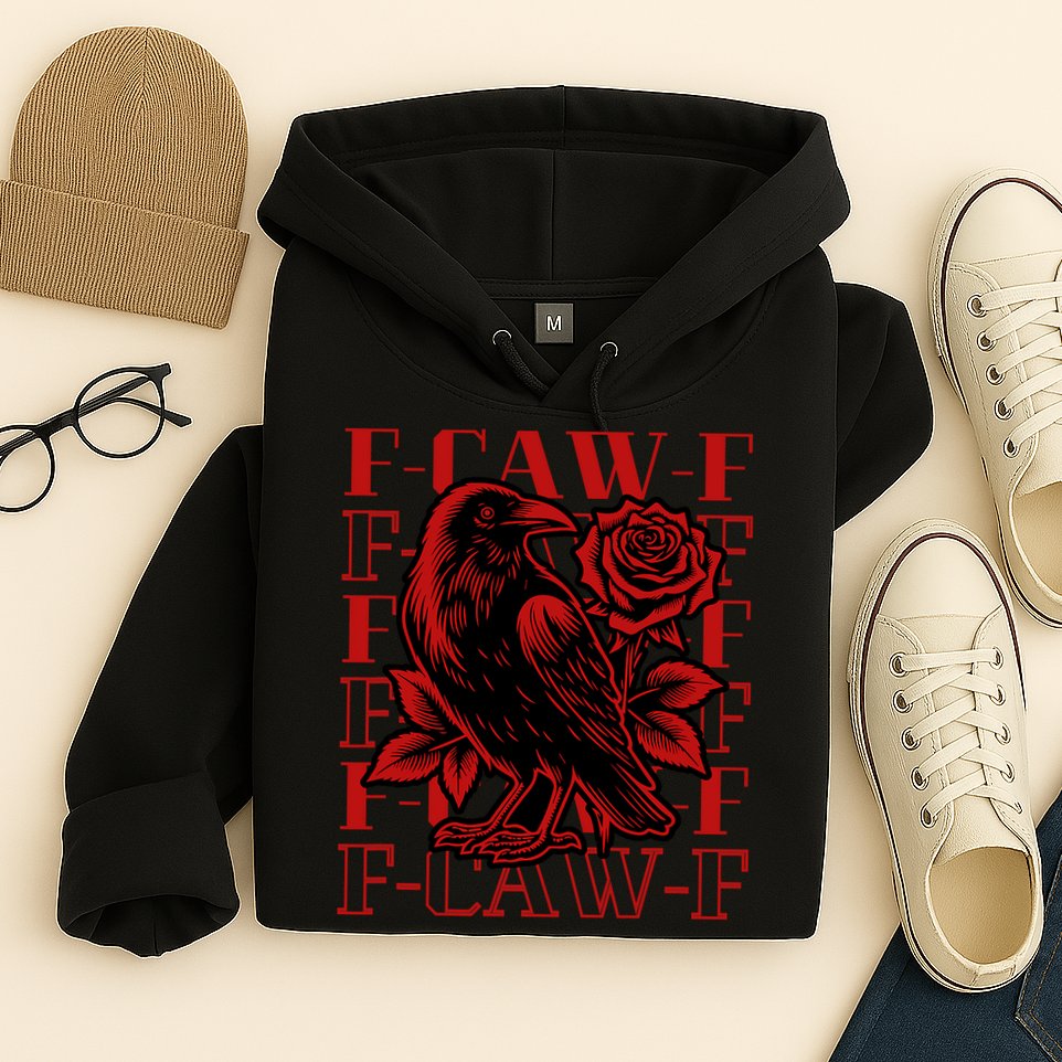 Funny F-Caw-F Crow Black Crow, F-Caw-F Black Bird Hoodie