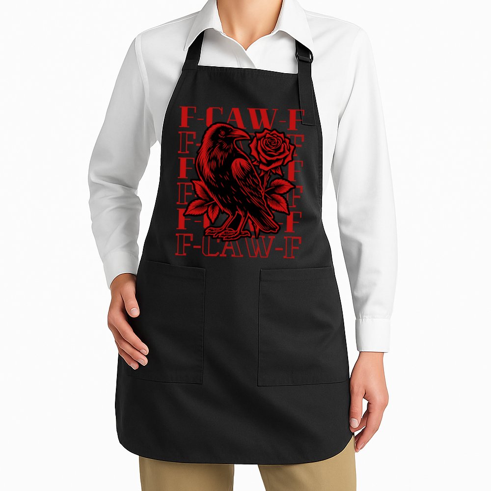 Funny F-Caw-F Crow Black Crow, F-Caw-F Black Bird Apron