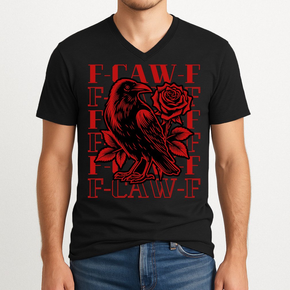 Funny F-Caw-F Crow Black Crow, F-Caw-F Black Bird V-Neck T-Shirt