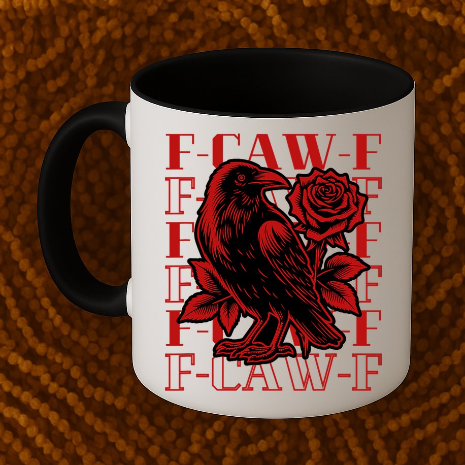 Funny F-Caw-F Crow Black Crow, F-Caw-F Black Bird Mug