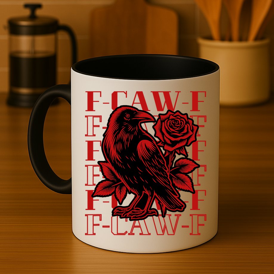 Funny F-Caw-F Crow Black Crow, F-Caw-F Black Bird Mug