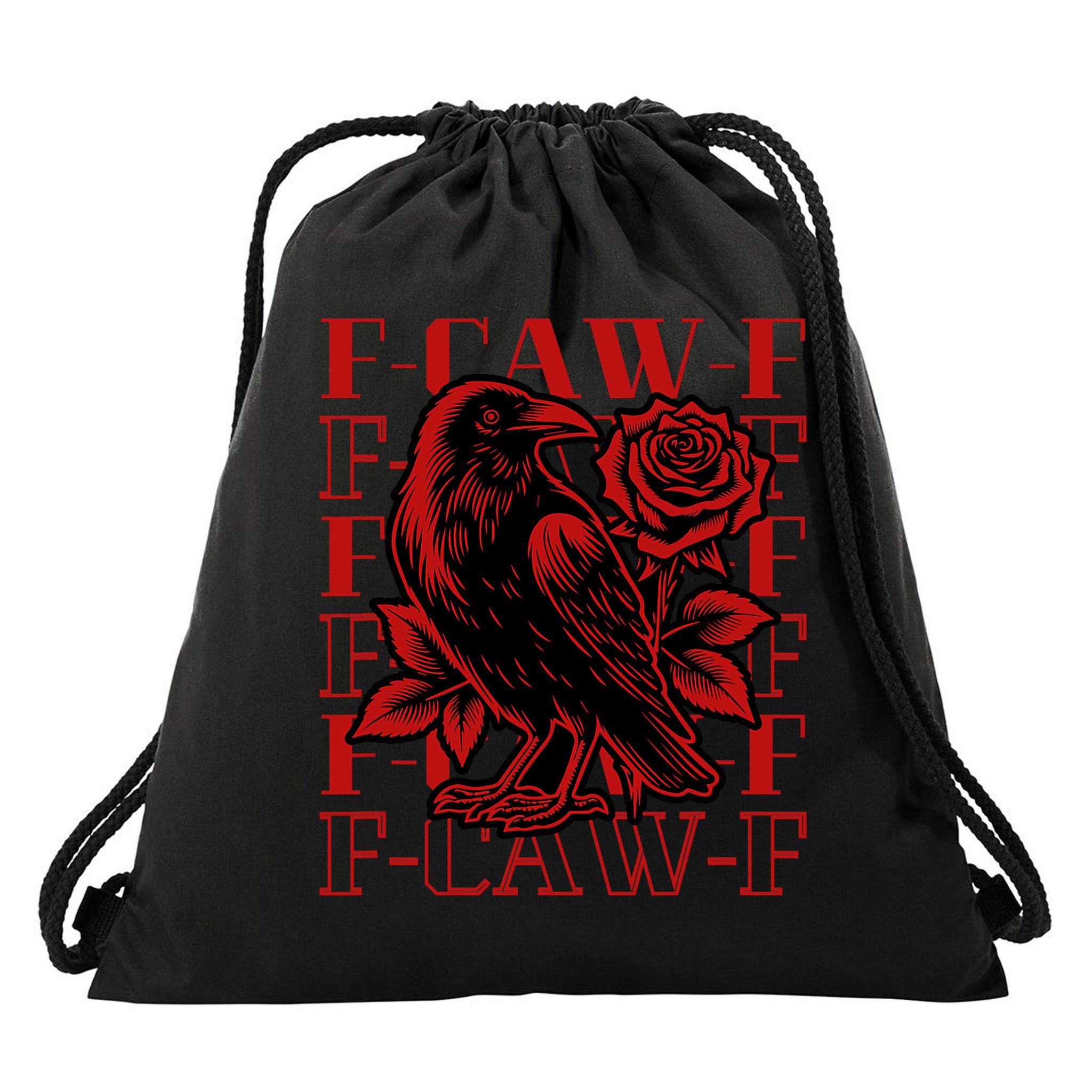 Funny F-Caw-F Crow Black Crow, F-Caw-F Black Bird Drawstring Bag