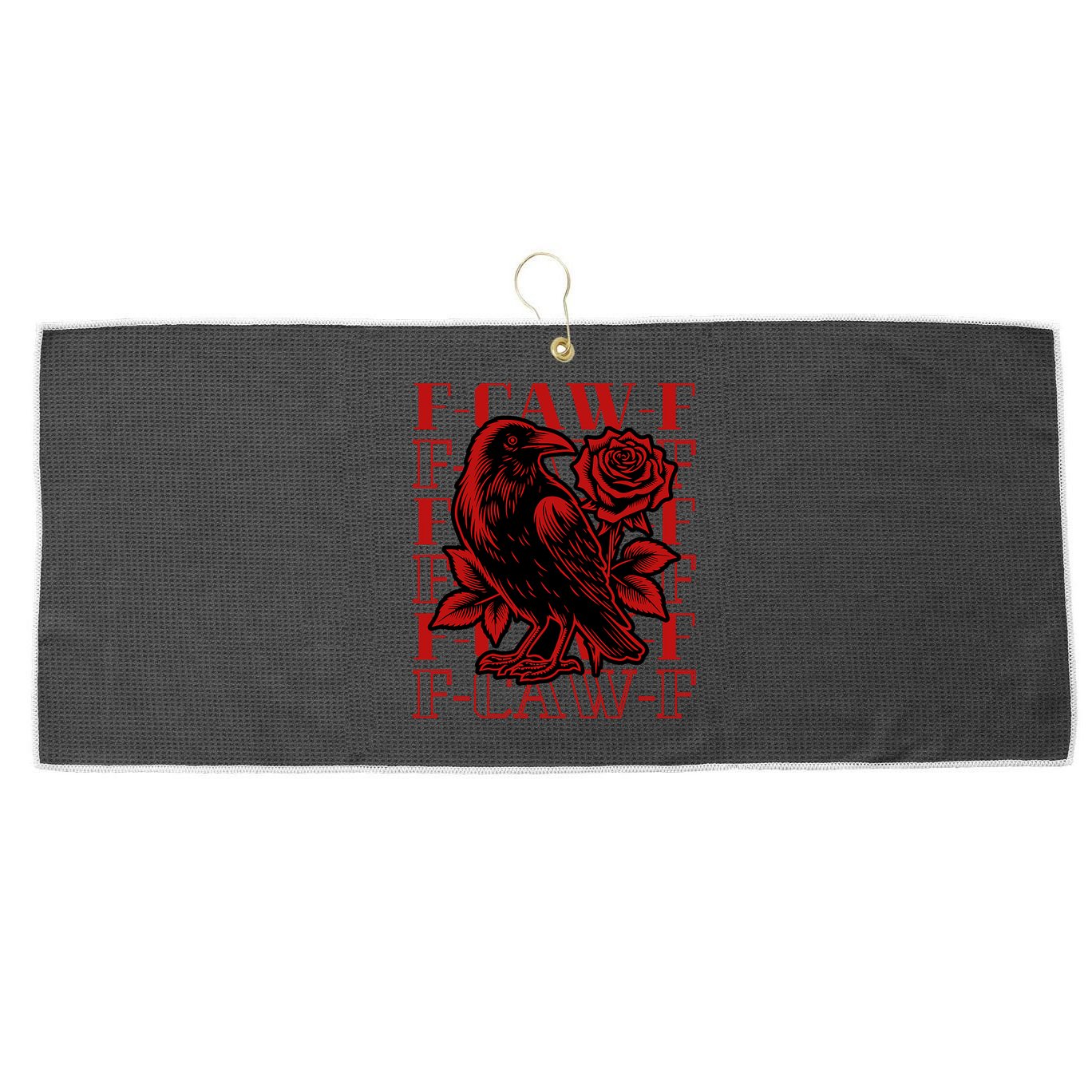 Funny F-Caw-F Crow Black Crow, F-Caw-F Black Bird Large Microfiber Waffle Golf Towel