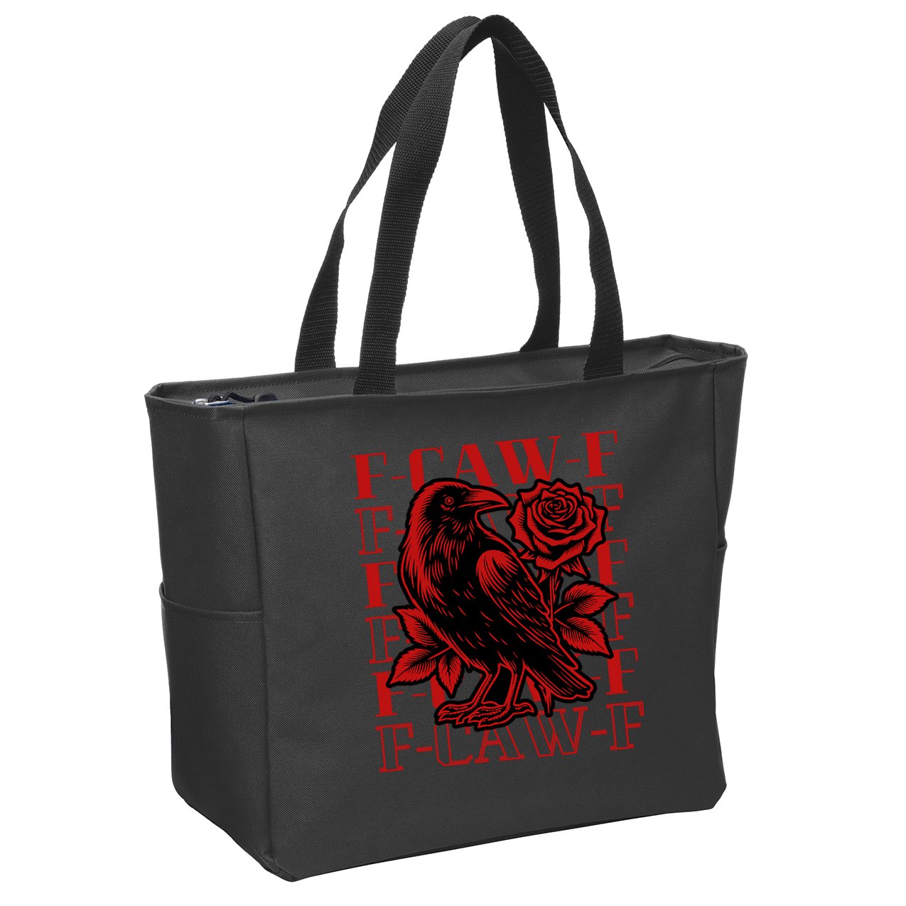 Funny F-Caw-F Crow Black Crow, F-Caw-F Black Bird Zip Tote Bag