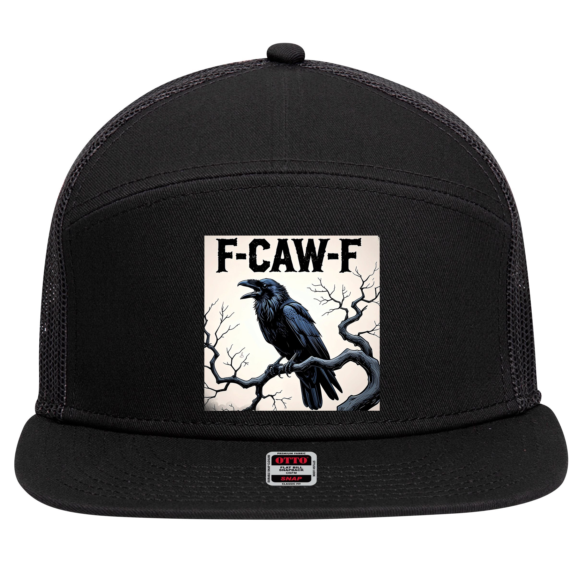 Funny F-Caw-F Crow 7 Panel Mesh Trucker Snapback Hat