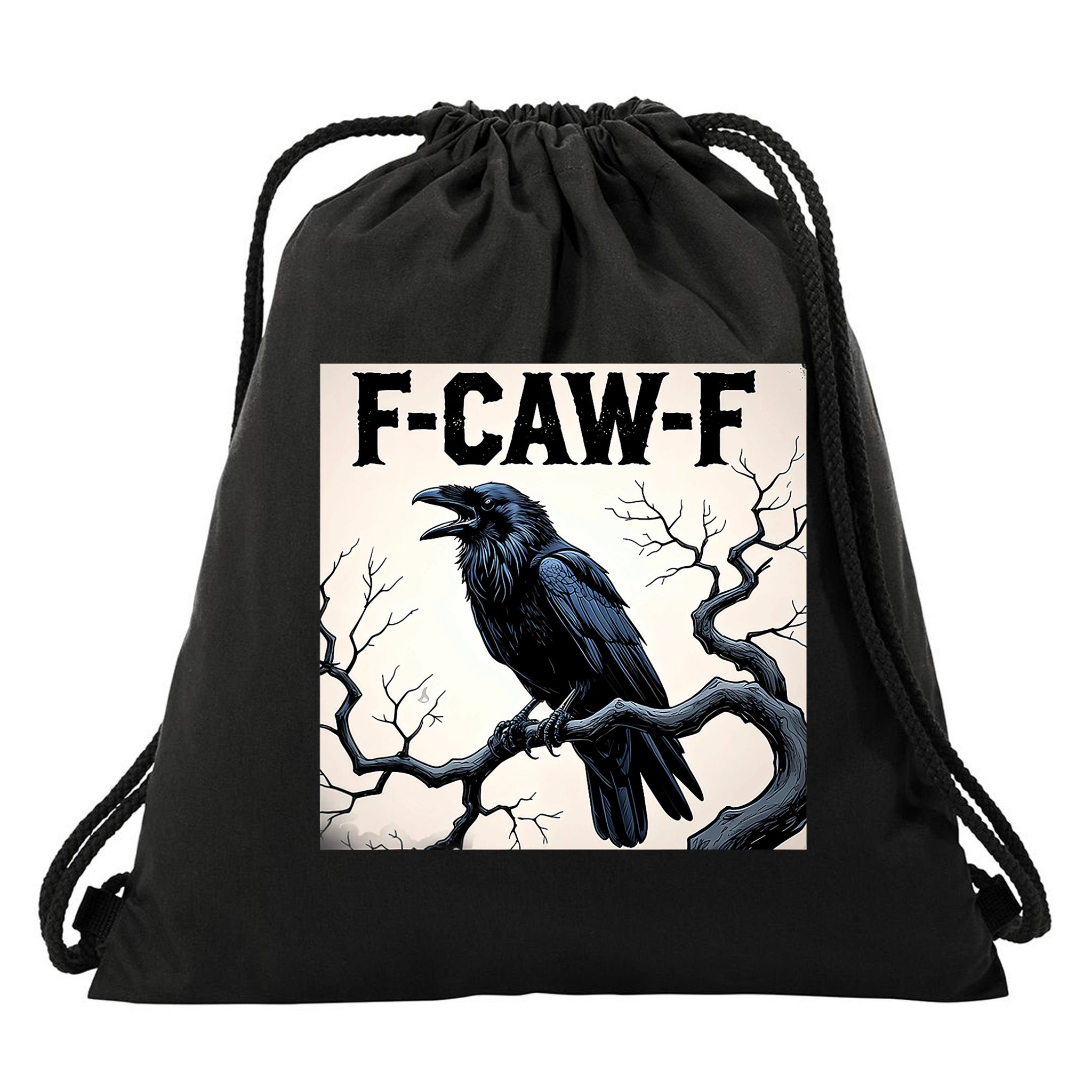 Funny F-Caw-F Crow Drawstring Bag