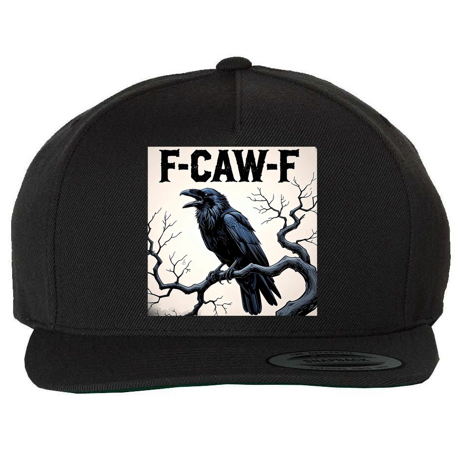 Funny F-Caw-F Crow Wool Snapback Cap