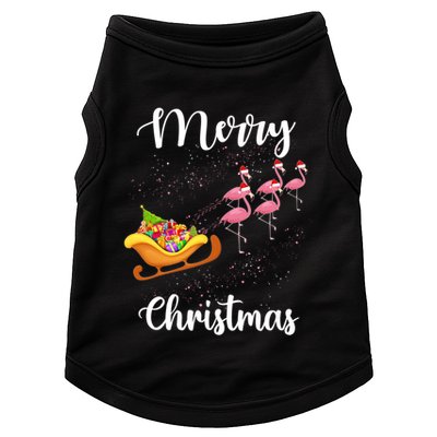 Funny Flamingo Christmas Pink Flamingos Sleigh Snow Santa Gift Doggie Tank