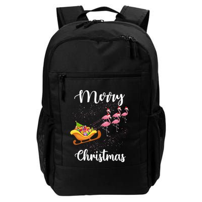 Funny Flamingo Christmas Pink Flamingos Sleigh Snow Santa Gift Backpack