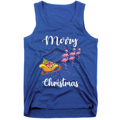 Funny Flamingo Christmas Pink Flamingos Sleigh Snow Santa Gift Tank Top