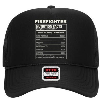 Firefighter Funny Courage Fireman High Crown Mesh Back Trucker Hat