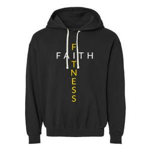 Faith Fitness Cross Christian Workout Modern Gym Garment-Dyed Fleece Hoodie