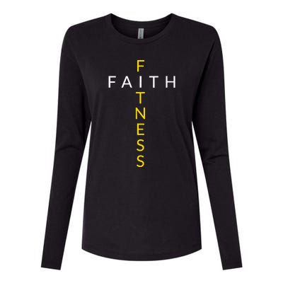 Faith Fitness Cross Christian Workout Modern Gym Womens Cotton Relaxed Long Sleeve T-Shirt