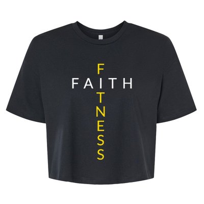 Faith Fitness Cross Christian Workout Modern Gym Bella+Canvas Jersey Crop Tee