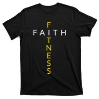 Faith Fitness Cross Christian Workout Modern Gym T-Shirt