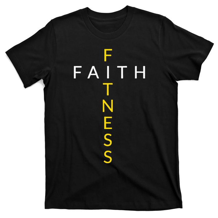 Faith Fitness Cross Christian Workout Modern Gym T-Shirt