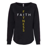 Faith Fitness Cross Christian Workout Modern Gym Womens California Wash Sweatshirt