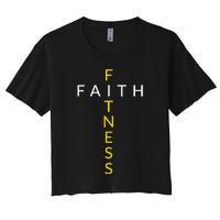 Faith Fitness Cross Christian Workout Modern Gym Women's Crop Top Tee